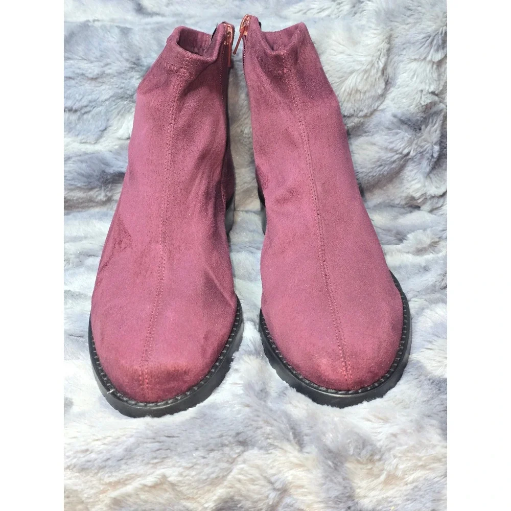 NEW Ron White‎ Giorgi Stretch Wine Burgundy Suede Ankle Boots EU 41 US 10